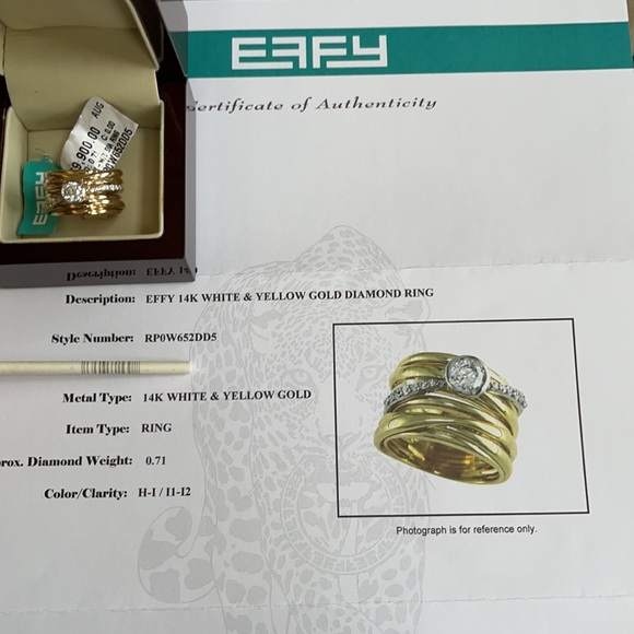 ❤️❤️❤️EFFY 14K White&Yellow Gold Diamond Ring ❤️❤️ - Picture 16 of 16